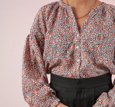 Floral Blouse Shirt For Women - Rust