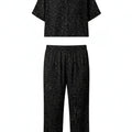 Star Print Pajama Set For Women - Black - MEME