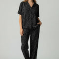 Star Print Pajama Set For Women - Black - MEME