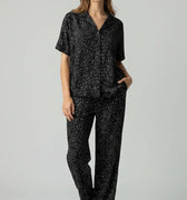 Star Print Pajama Set For Women - Black - MEME
