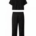 Star Print Pajama Set For Women - Black - MEME