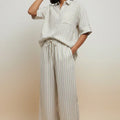 Striped Co-Ord Set for Women- Cream - MEME