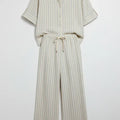 Striped Co-Ord Set for Women- Cream - MEME