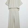 Striped Co-Ord Set for Women- Cream - MEME