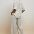 Striped Co-Ord Set for Women- Cream - MEME