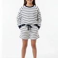 Striped Sweatshirt & Shorts Co-Ord Set for Girls - Navy - MEME