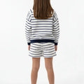 Striped Sweatshirt & Shorts Co-Ord Set for Girls - Navy - MEME
