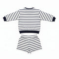 Striped Sweatshirt & Shorts Co-Ord Set for Girls - Navy - MEME