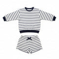 Striped Sweatshirt & Shorts Co-Ord Set for Girls - Navy - MEME