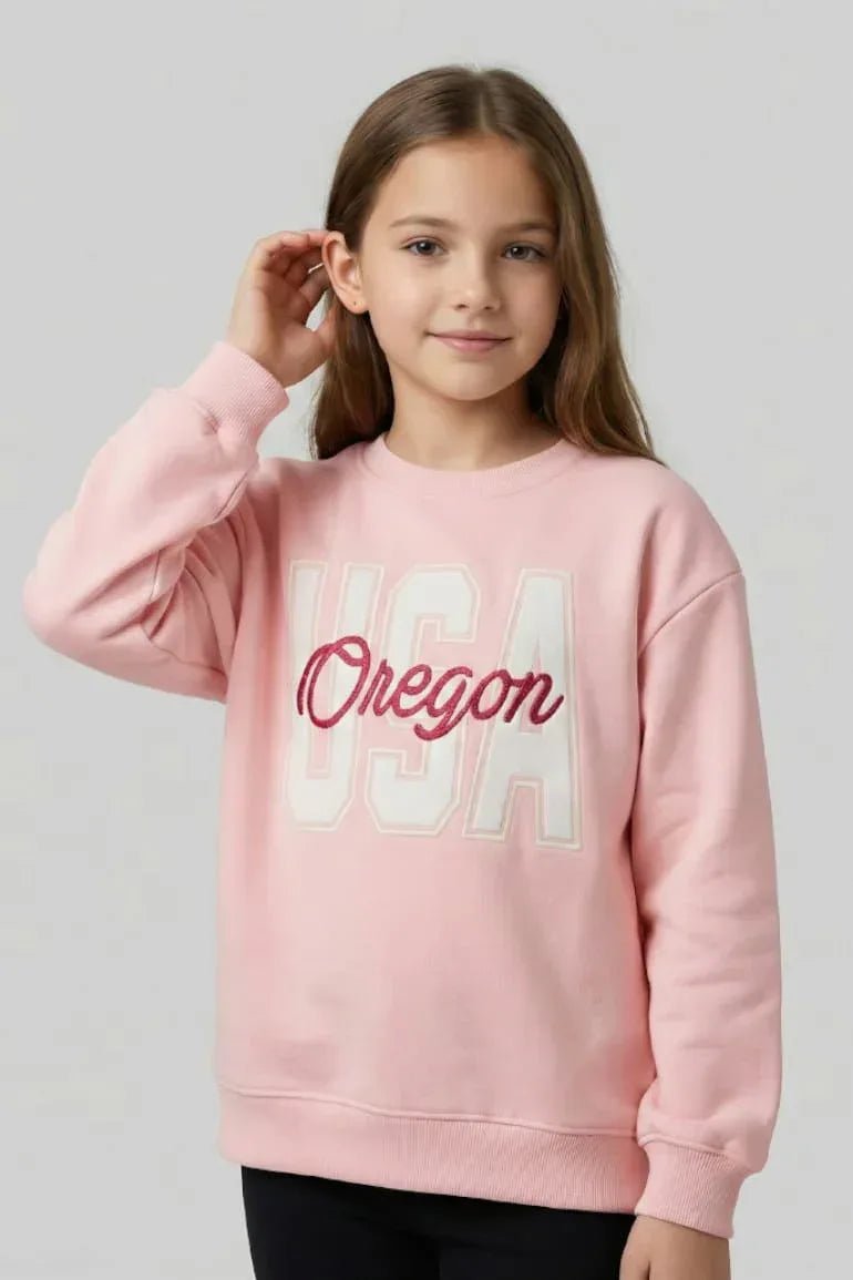Sweatshirt For Girls - Sea Pink - MEME