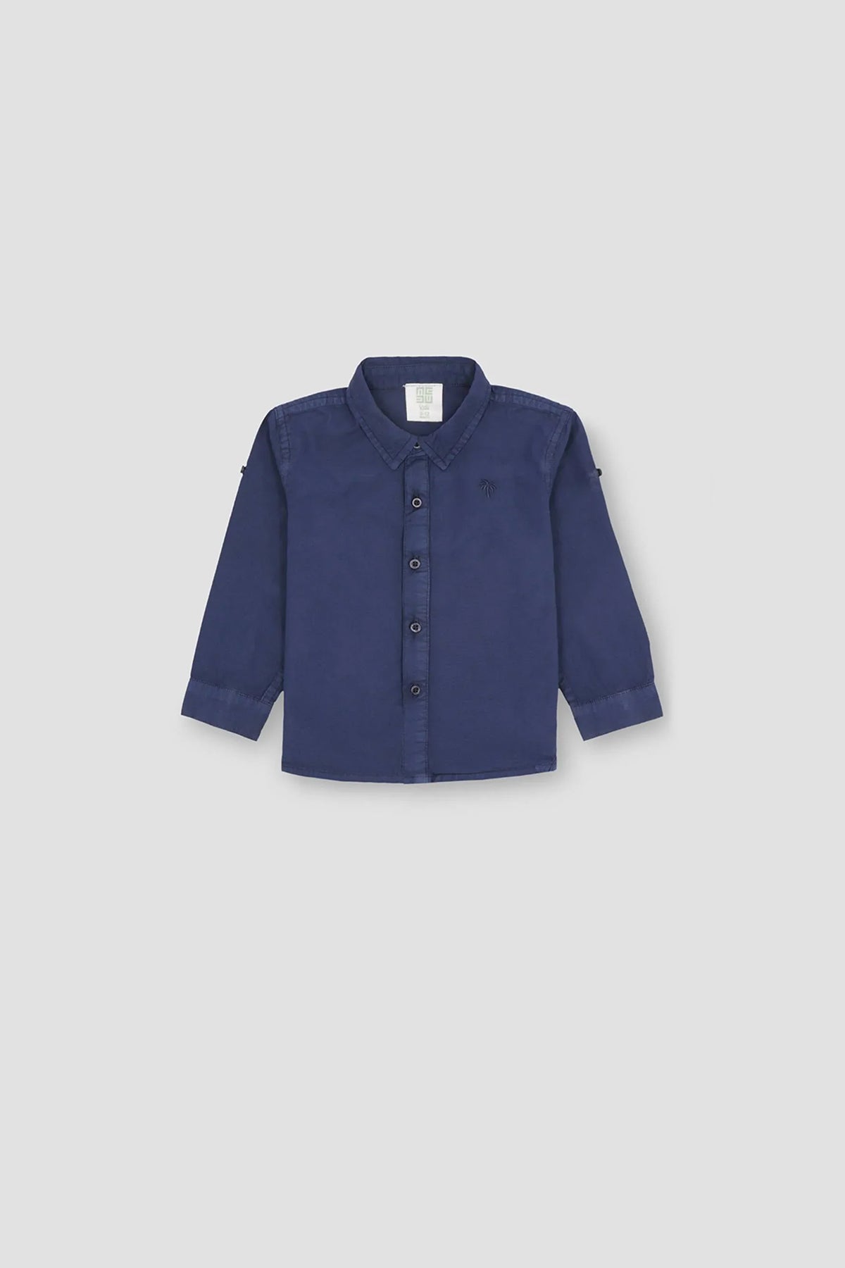 Solid Button Down Shirt For Baby Boy - Navy