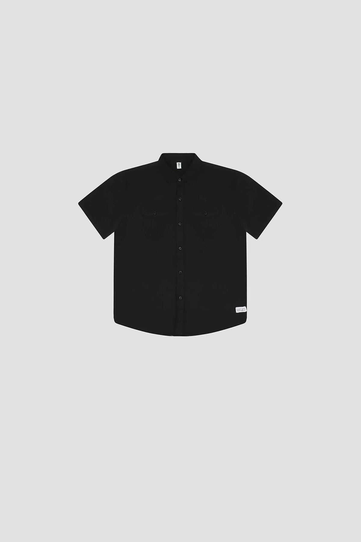 Solid Button Down Shirt For Boy - Black