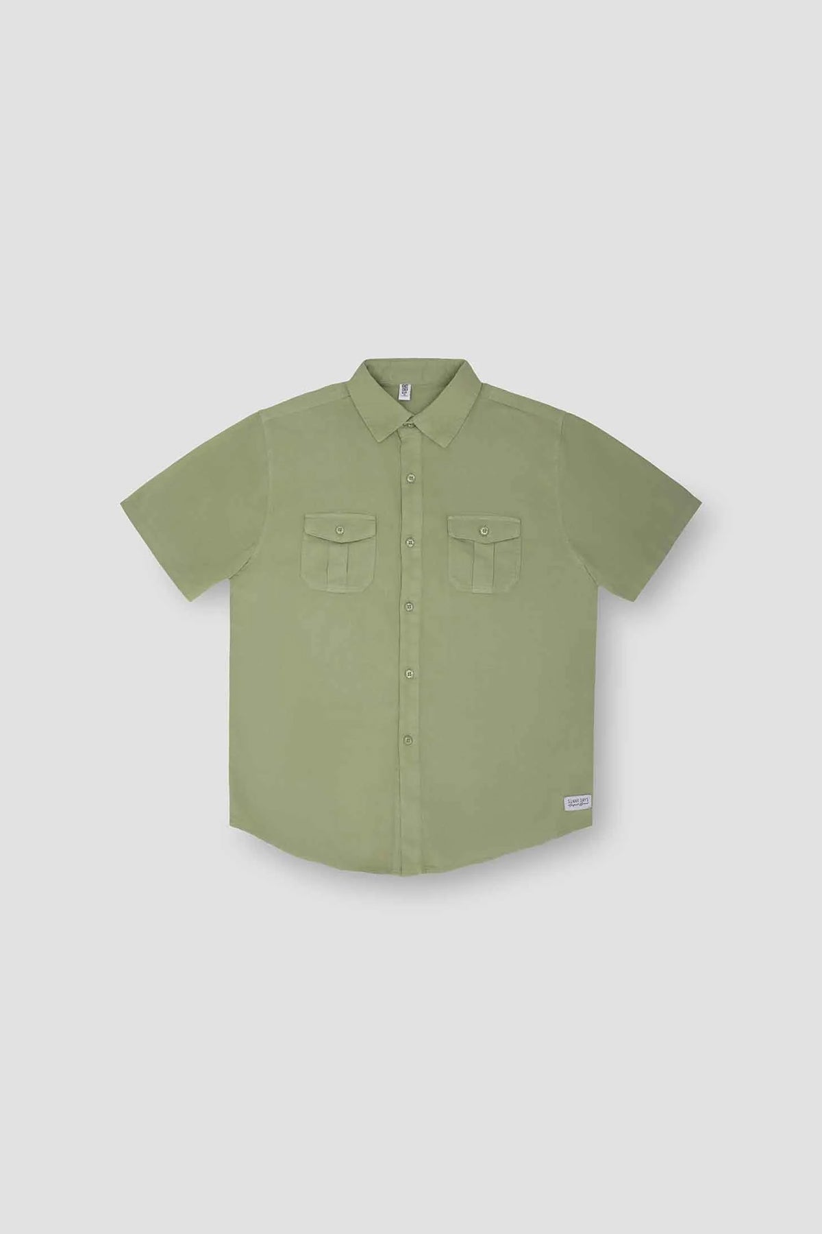 Solid Button Down Shirt For Boy - Olive