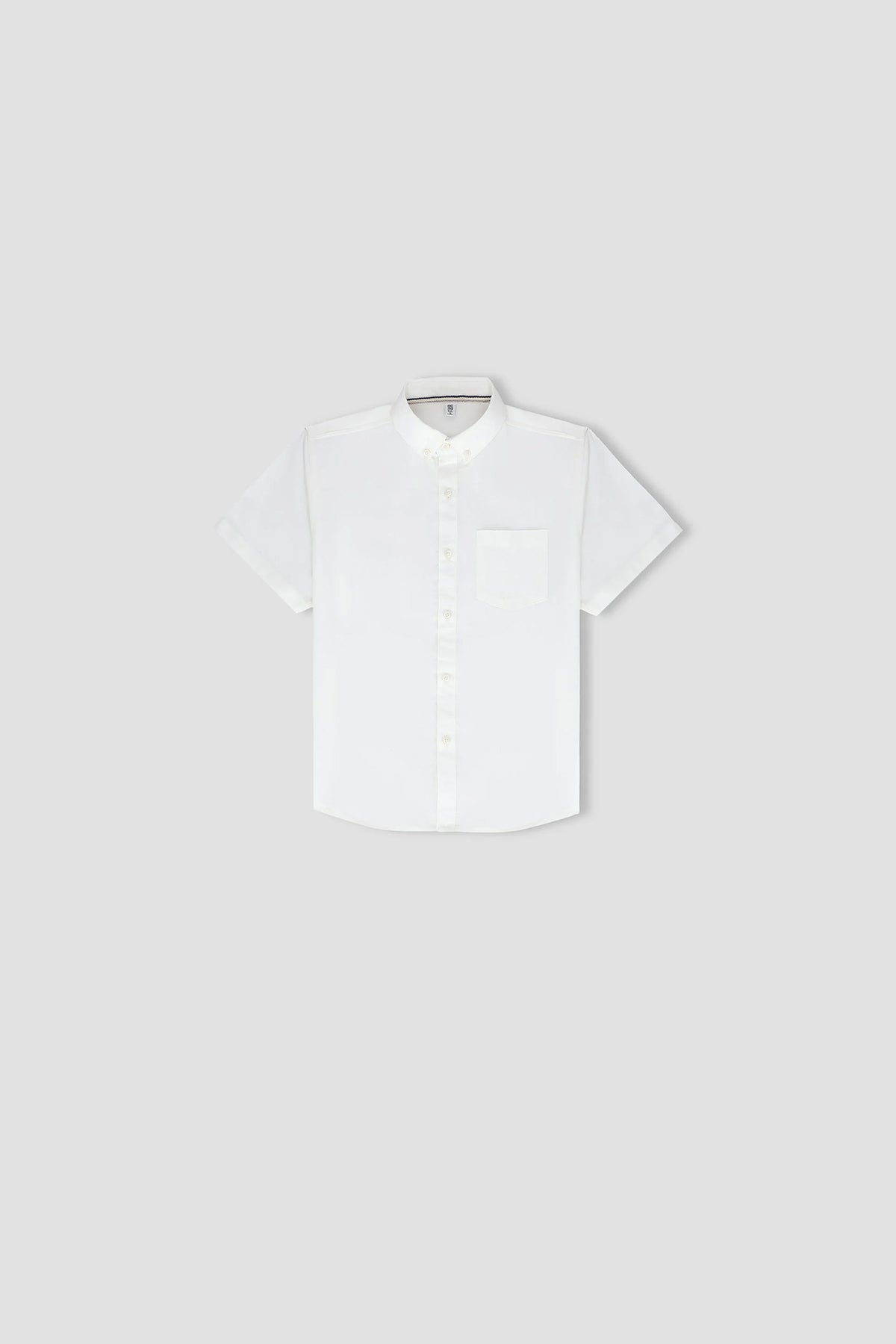 Solid Button Downshirt For Boy - White