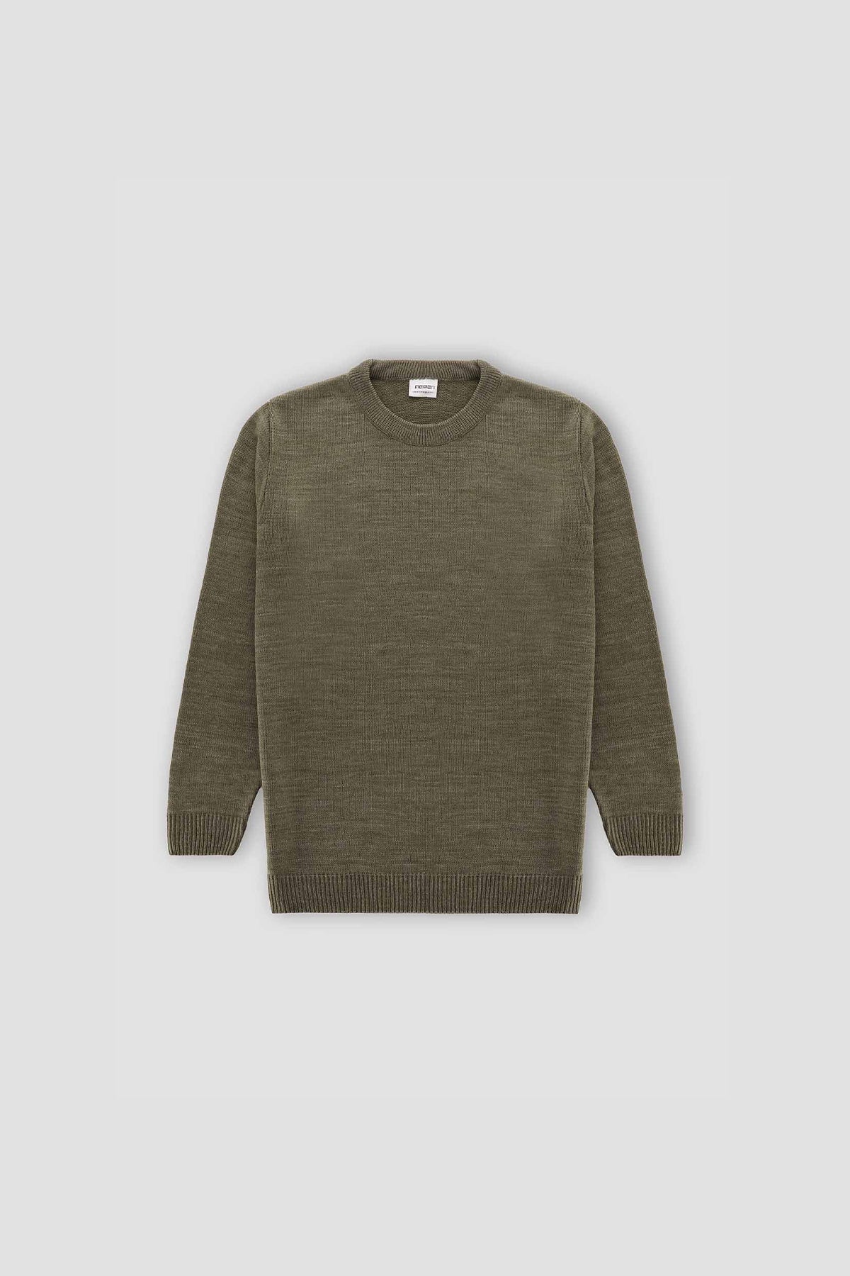 Solid Crew Neck Sweater For Men - Khaki