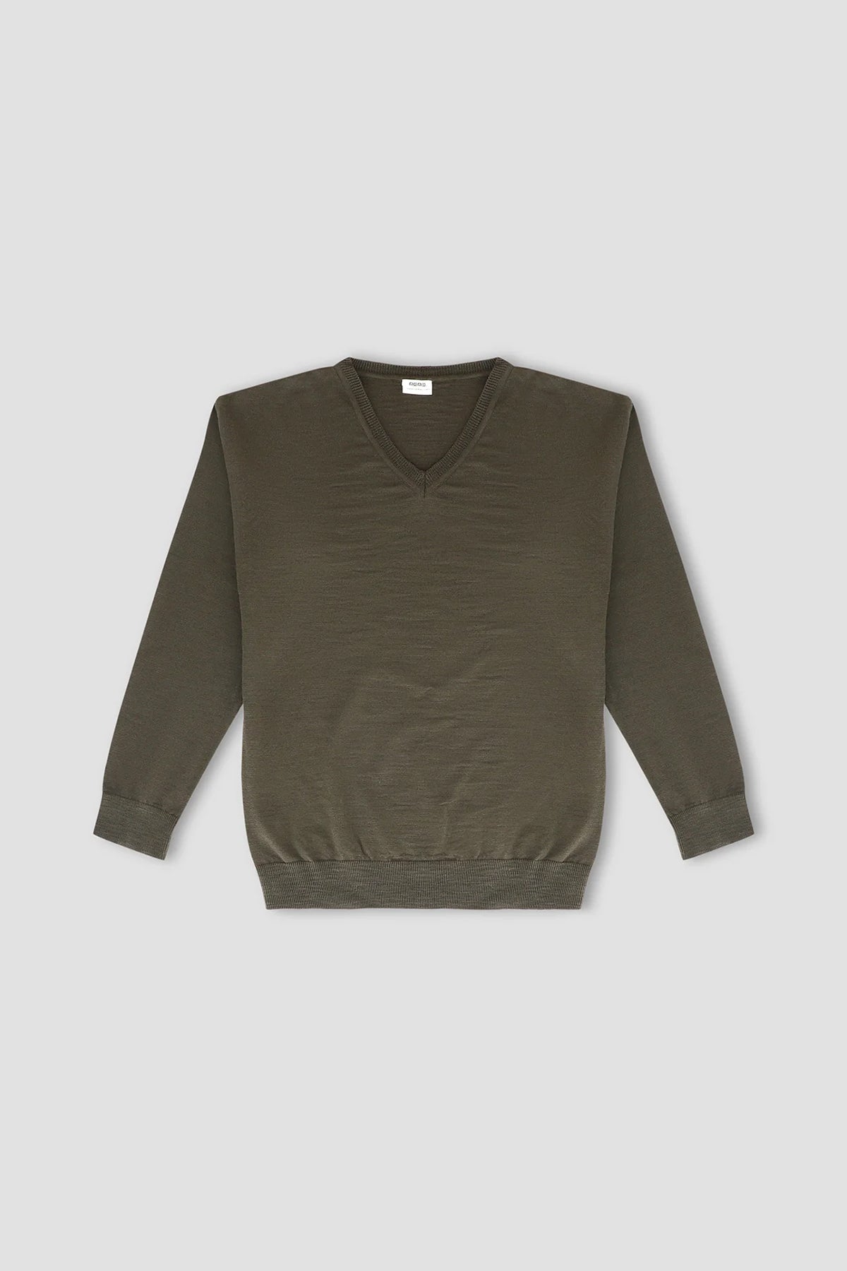 Solid V-Neck Sweater For Men - Khaki