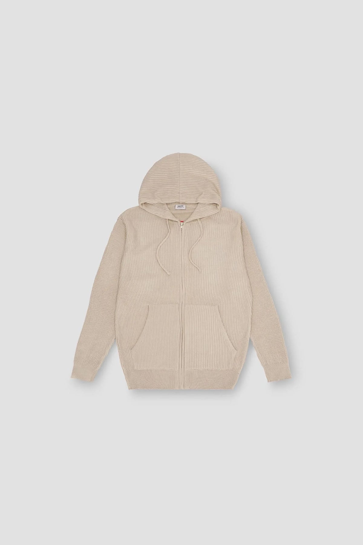 Solid Zip Up Hoodie For Men - Beige