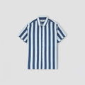 Stripe Half Sleeve Shirt For Men Blue  Fornt