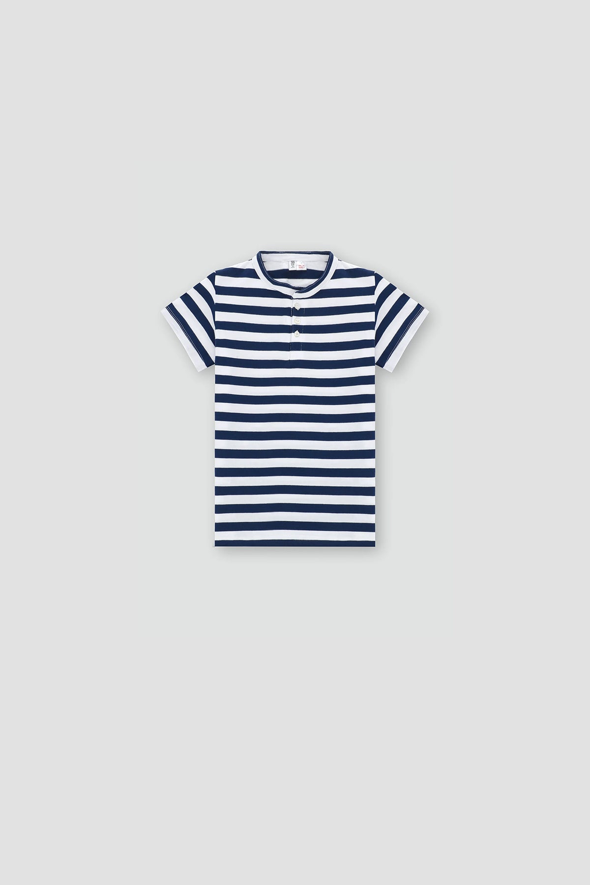 Stripe Henley Collar T-Shirt For Boy - Navy