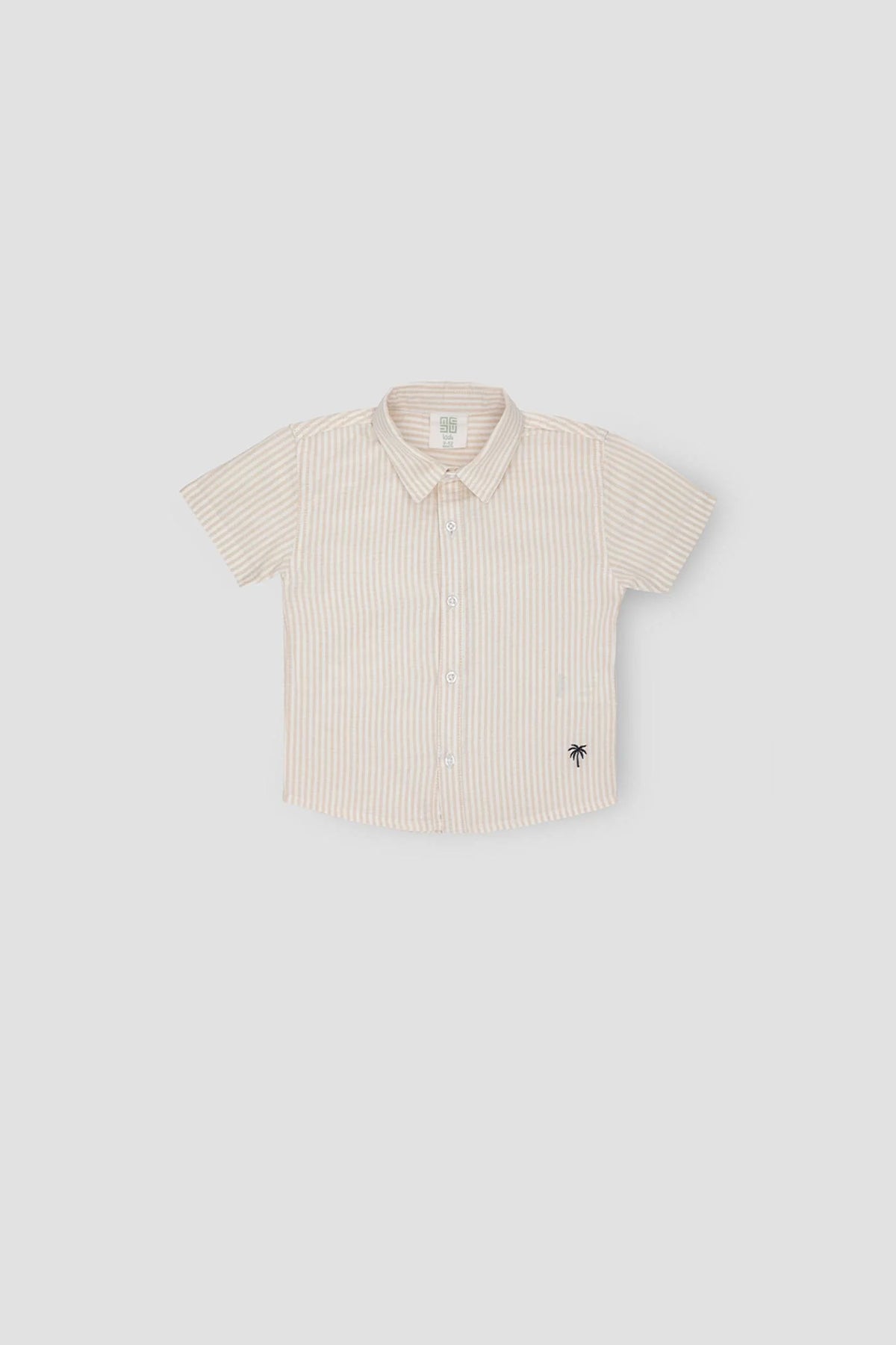 Striped Button Down Shirt For Baby Boy - Beige