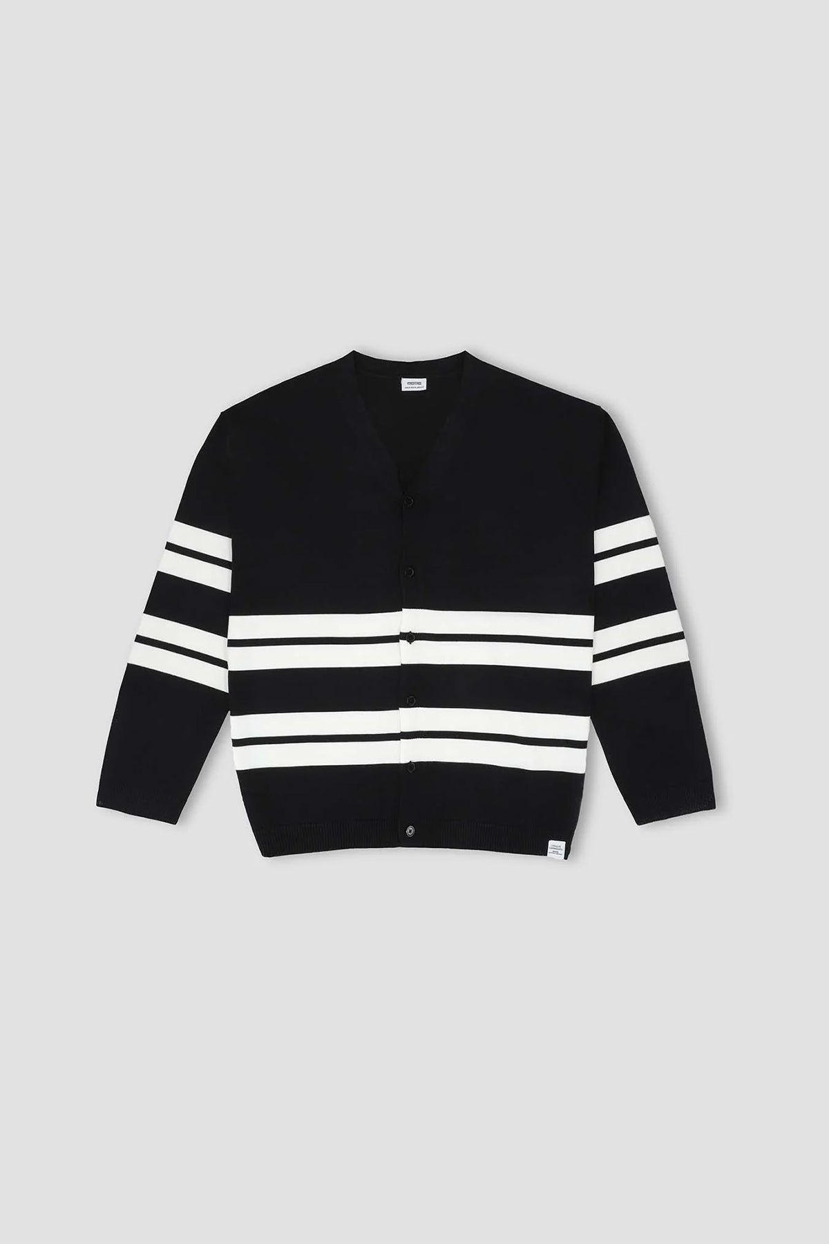 Striped Cardigan For Men - Black