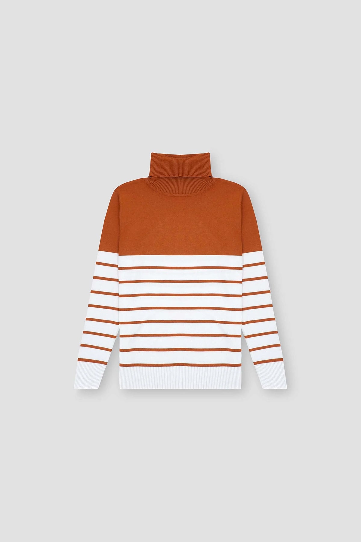 Striped Pullover Sweater For Women - Brown