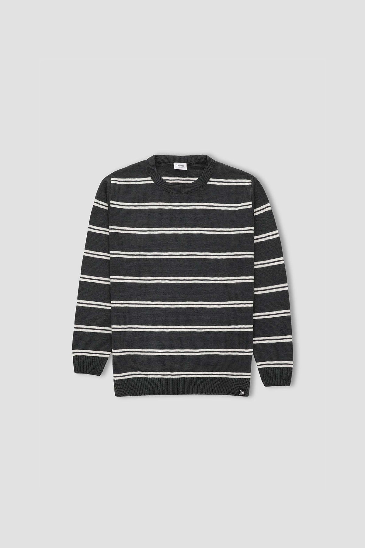 Striped Sweater For Men - Charcoal