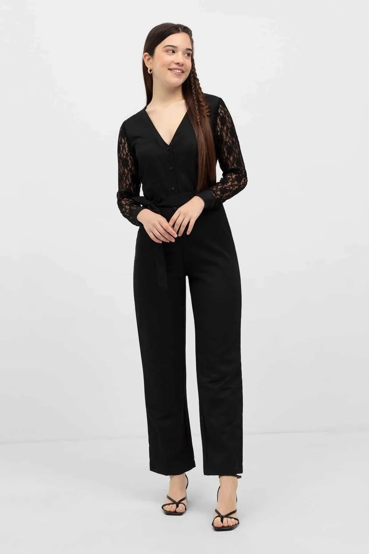 Solid Jumpsuit For Women - Black - MEME