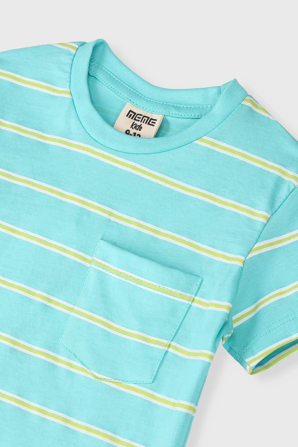 Stripe T-Shirt For Baby Boy - Turquoise - MEME