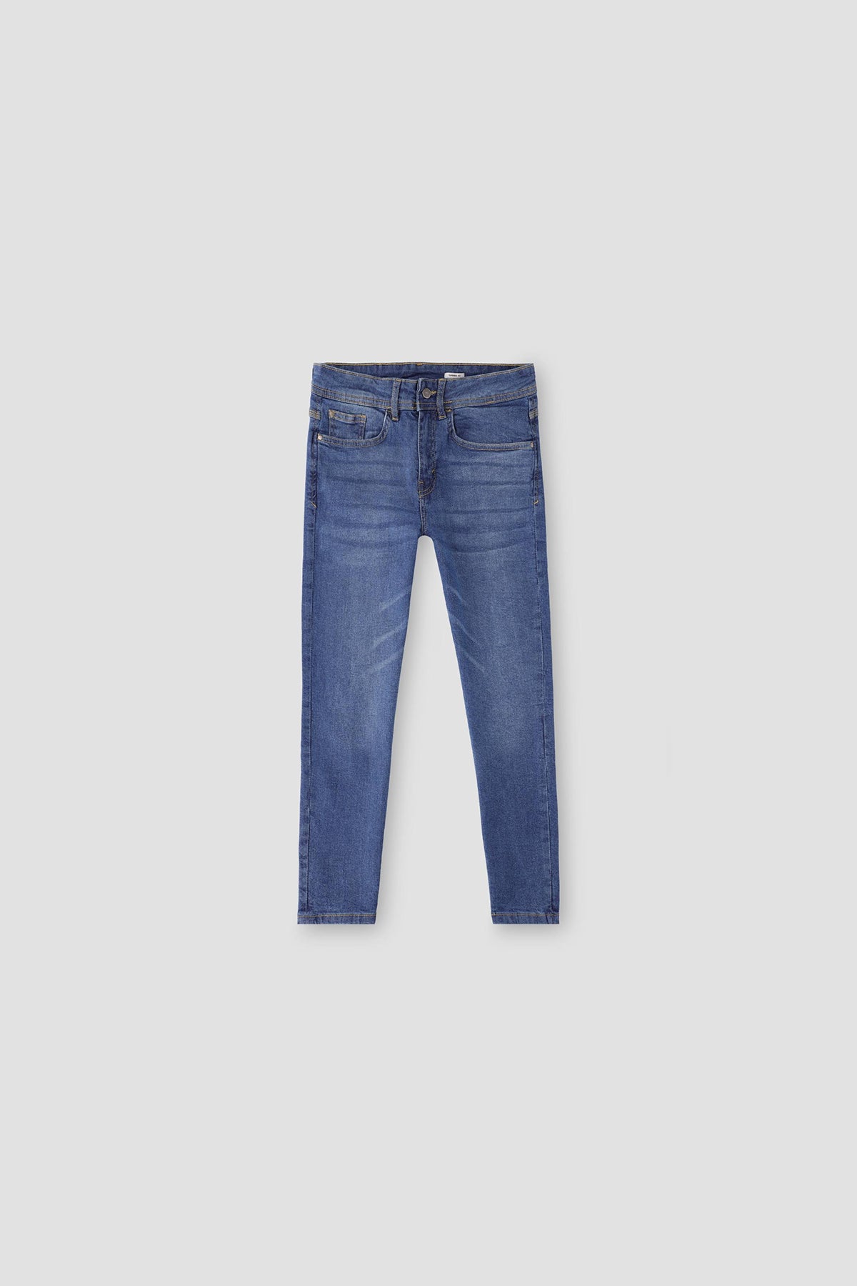 Tapered Slim Fit Denim Jeans For Boy - Mid Blue