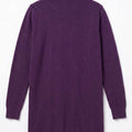 WomenÃ¢â‚¬â„¢s dark lavender long cardigan, knit back with ribbed hem and collar