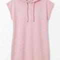 Pink sleeveless tunic hoodie with hood and thin draw cords