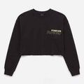 Women's cropped black sweatshirt with small 'Forever' logo at center