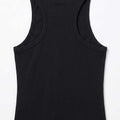 Black womenâ€™s sleeveless tank top with smooth jersey fabric and scoop neckline.