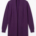 WomenÃ¢â‚¬â„¢s dark lavender open-front cardigan with textured ribbed front panels