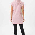 Back view of pink sleeveless womenÃƒÂ¢Ã¢â€šÂ¬Ã¢â€žÂ¢s hoodie with attached hood