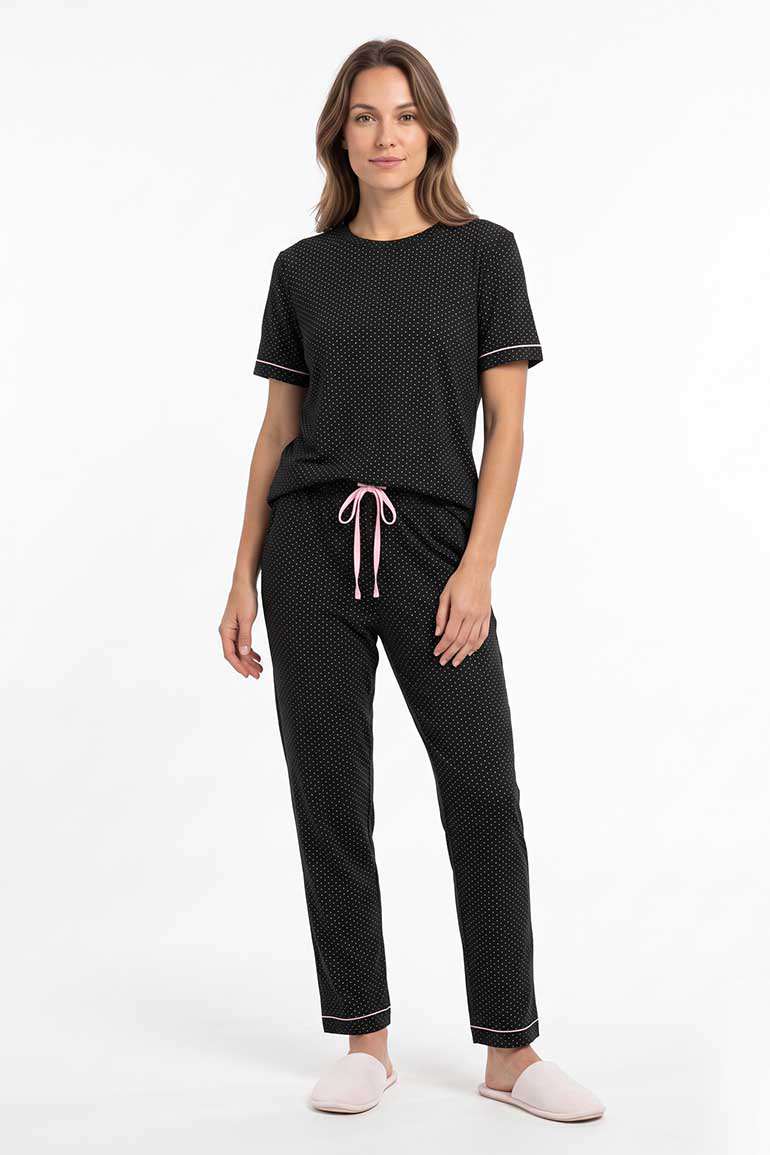 PJ SET  WITH PIPING DETAIL FOR WOMEN