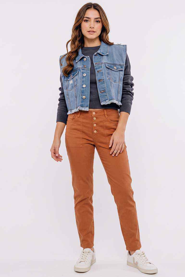 SLEEVELESS DENIM JACKET FOR WOMEN
