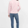 Women's pink sweatshirt with back view, crew neck, long sleeves