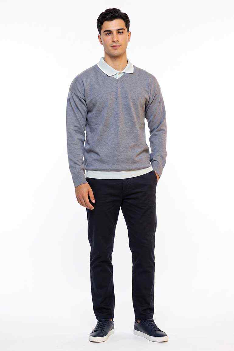 SOLID V-NECK SWEATER FOR MEN