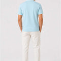 Men's baby blue embroidered polo shirt back, ribbed hem and short sleeves