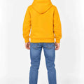 Boys yellow hoodie with attached hood, shown from back
