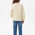 Girls ecru button-down blouse, back view, long sleeves and yoke gathers