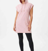 Pink sleeveless womenÃƒÂ¢Ã¢â€šÂ¬Ã¢â€žÂ¢s hoodie tunic with attached hood and drawstring