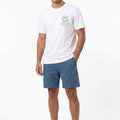 White men's T-shirt with green smiley emoji and Athletics Emoji Club graphic