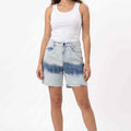 WomenÃ¢â‚¬â„¢s ombre denim shorts in tie-dye wash, front pockets, button closure