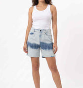 WomenÃ¢â‚¬â„¢s ombre denim shorts in tie-dye wash, front pockets, button closure