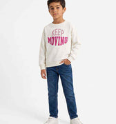 Boys ecru sweatshirt with "KEEP MOVING" typography print