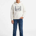 Boys' platinum hoodie with front Brooklyn Way skyline graphic and kangaroo pocket