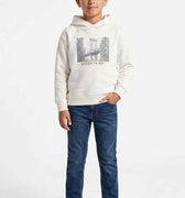 Boys' platinum hoodie with front Brooklyn Way skyline graphic and kangaroo pocket